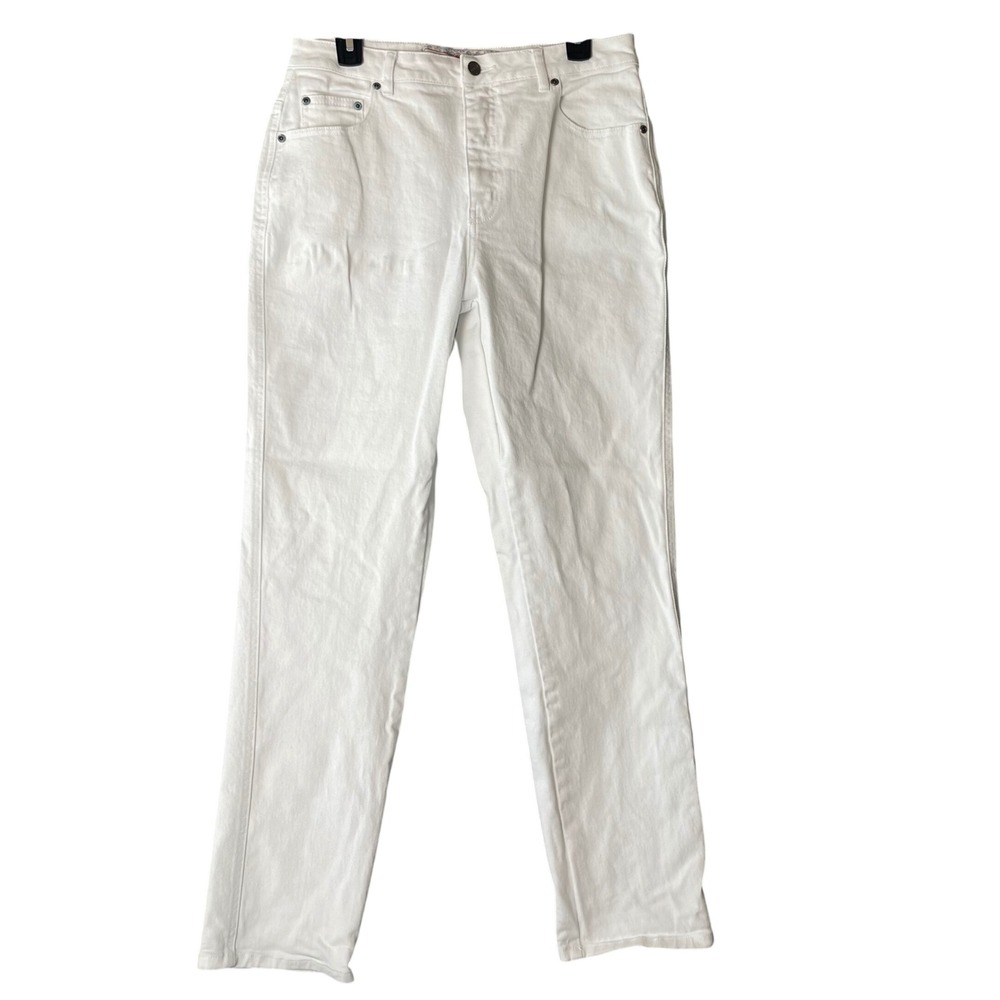 Territory Ahead White Straight Leg Denim Jeans Womens Size‎ 12 High Rise Stretch